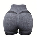 1 pieza shorts de yoga de cintura alta sin costuras amarillos, shorts comodos y transpirables con control de abdomen y levantamiento