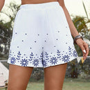 VCAY Pantalones cortos de moda casuales de verano con estampado floral para mujeres