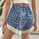 Essnce Mujeres Verano Casual Vacaciones Lindos Pantalones cortos flojos de petalos florales, con encaje unido y mini shorts ligeros antiexposicion