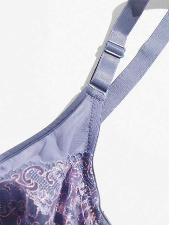 NEW Ropa interior transpirable de malla para mujer, sosten comodo bordado con flores para el verano