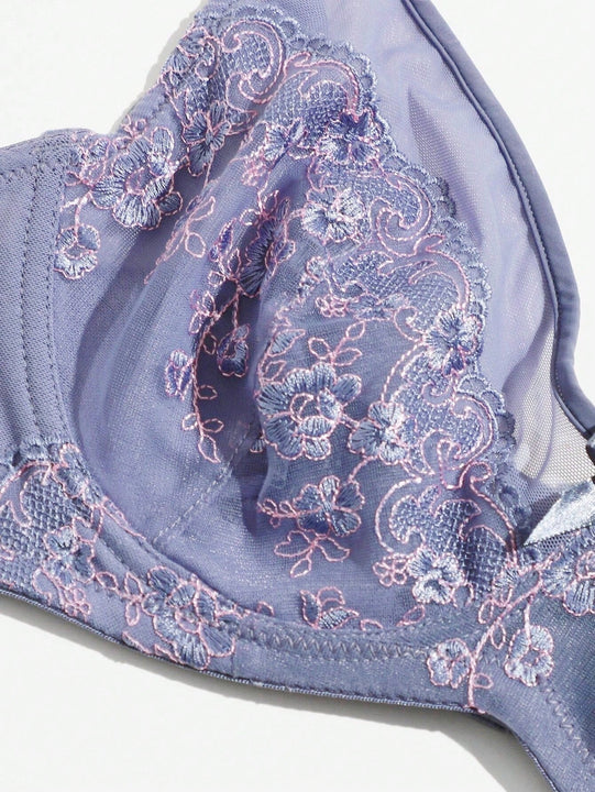 NEW Ropa interior transpirable de malla para mujer, sosten comodo bordado con flores para el verano