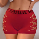 6 piezas de boyshorts tejidos de cintura media con patron de letra calado