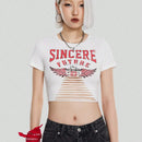 Coolane Camiseta Corta De Punto Para Mujer Con Alas Impresas, Corta