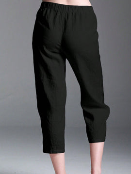Pantalones casuales para mujer de unicolor con longitud 3/4 para uso diario en primavera y verano