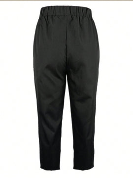 Pantalones casuales para mujer de unicolor con longitud 3/4 para uso diario en primavera y verano