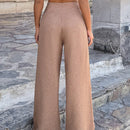 Pantalones anchos de lino solido para mujer