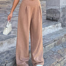 Pantalones casuales anchos de pierna ancha con cintura alta y pliegues para mujeres