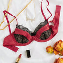 Sujetador de encaje para mujer con inserciones de color contrastante, tirantes ajustables y funcion push-up