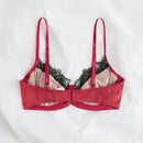 Sujetador de encaje para mujer con inserciones de color contrastante, tirantes ajustables y funcion push-up