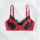 Sujetador de encaje para mujer con inserciones de color contrastante, tirantes ajustables y funcion push-up
