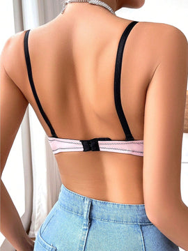 Ropa interior femenina con alambre y color de bloqueo simple (pieza unica)