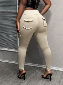 Slayr Pantalones largos casuales para mujer solidos de cintura alta y ajustados, con estilo de ropa de trabajo