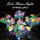 Flores de Hibisco Solar, Flores Artificiales para Exterior, Luces LED de 7 Puntas, Luces de Jardín, Halloween, Navidad, Luces Decorativas de Ambiente Festivo para Jardín.