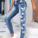 LUNE Jeans ajustados con cintura elastica y diseno de imitacion de denim, versatiles y a la moda para mujeres