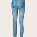 LUNE Jeans ajustados con cintura elastica y diseno de imitacion de denim, versatiles y a la moda para mujeres