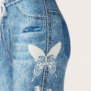 LUNE Jeans ajustados con cintura elastica y diseno de imitacion de denim, versatiles y a la moda para mujeres