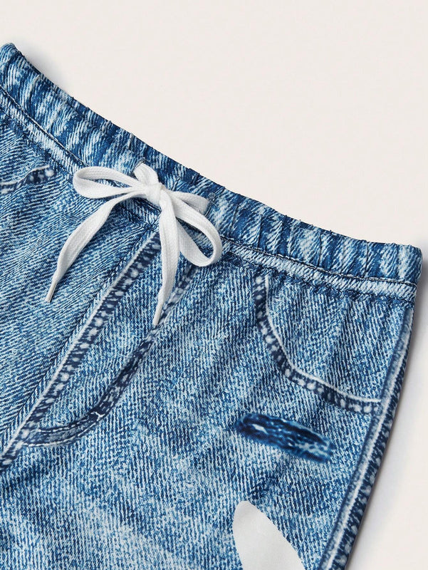 LUNE Jeans ajustados con cintura elastica y diseno de imitacion de denim, versatiles y a la moda para mujeres