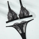 Conjunto de sosten con botones frontales de encaje de moda y sexy para mujeres