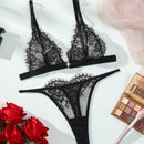 Conjunto de sosten con botones frontales de encaje de moda y sexy para mujeres