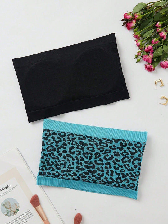 Sujetador Bandeau a rayas para mujeres sin costuras (paquete de 2)