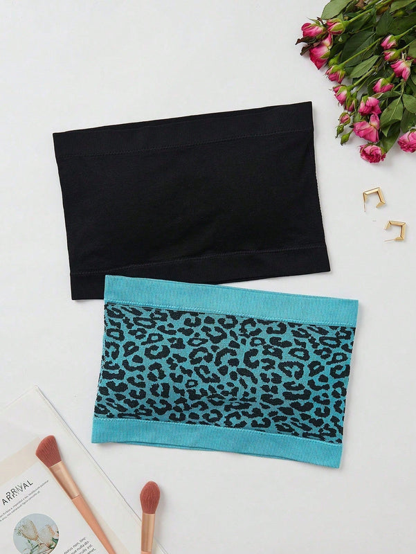 Sujetador Bandeau a rayas para mujeres sin costuras (paquete de 2)