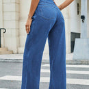 Essnce Jeans de Cintura Alta Anchos, Holgados y Plisados para Mujer