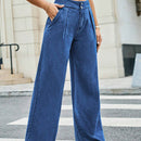 Essnce Jeans de Cintura Alta Anchos, Holgados y Plisados para Mujer