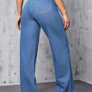 EZwear Pantalones largos de mezclilla casuales y sueltos de unicolor para mujer