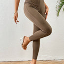 PETITE Pantalones largos simples para mujeres con corte ajustado, cremallera en la bragueta y boton en la cintura