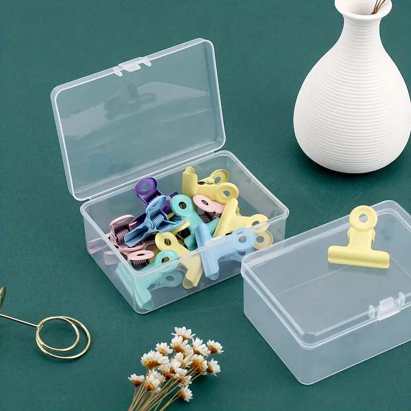 Caja de almacenamiento plástica transparente con tapa - Organizador duradero multiusos para útiles de oficina, escuela y papelería - Diseño compacto y transparente, regalo ideal para organización en casa y trabajo, caja de suministros, cierre seguro