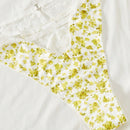 Conjunto De Sujetador Y Tanga Con Estampado Floral Y Borde De Encaje Con Aro De Acero, 2 Piezas