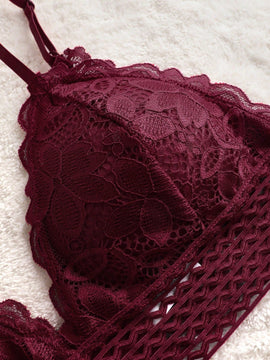 Conjunto de 8 piezas de sosten y Tangas para mujer en unicolor y con encaje y detalle de borde de concha