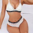 Conjunto de sujetador inalambrico de encaje blanco sexy para mujeres