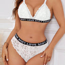 Conjunto de sujetador inalambrico de encaje blanco sexy para mujeres