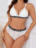 Conjunto de sujetador inalambrico de encaje blanco sexy para mujeres