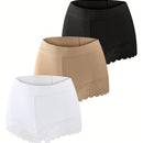 Conjunto de tres bragas de mujer estilo shorts de encaje con parches