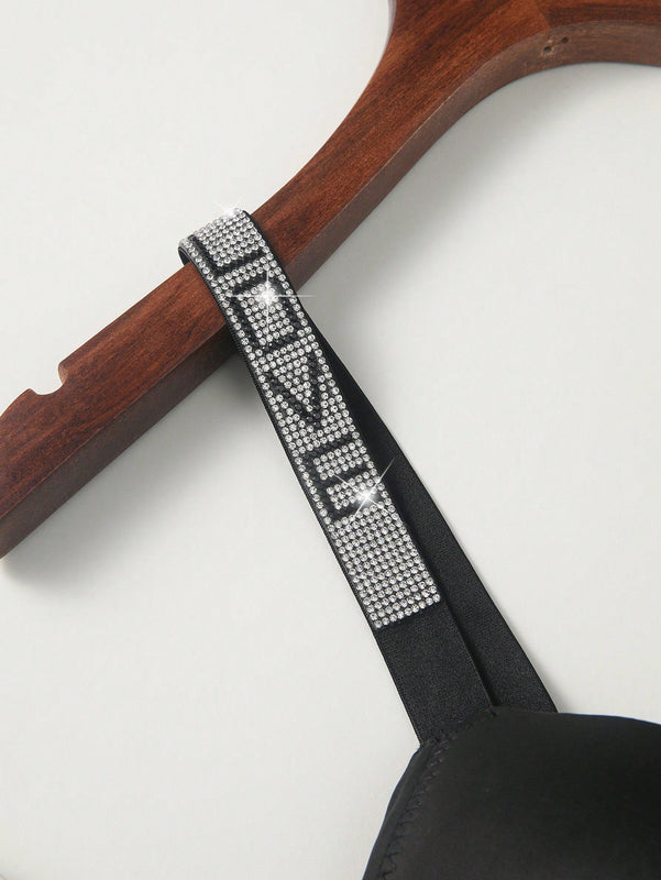 Sujetador push up panel con cinta con letra