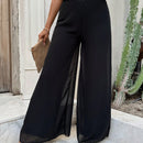 Pantalon de doble capa y pierna ancha para mujer