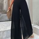 Pantalon de doble capa y pierna ancha para mujer