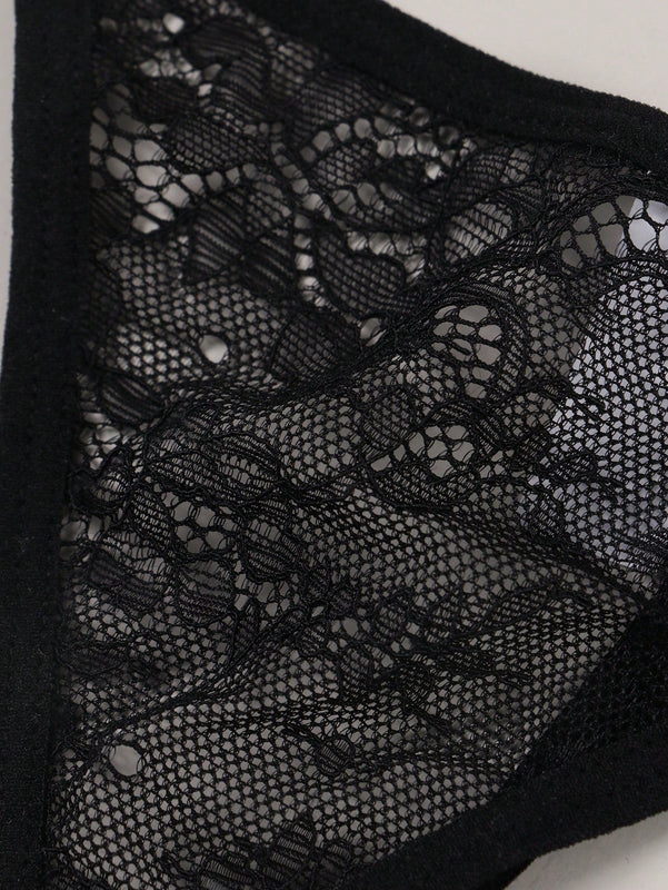 Tanga de mujer con espalda en t, calzoncillos de tiro bajo con cadena de perlas falsas, ropa interior sexy, negro
