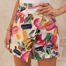 Clasi Falda corta de estilo envolvente con estampado aleatorio para mujeres, perfecta para vacaciones y tiempo libre