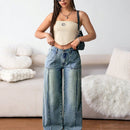 EZwear Jeans de pierna recta simples y versatiles para mujeres, para uso diario