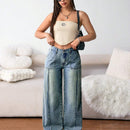EZwear Jeans de pierna recta simples y versatiles para mujeres, para uso diario