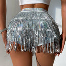 BAE Shorts sexys de lentejuelas con flecos para mujer