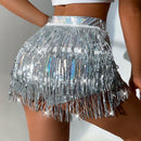 BAE Shorts sexys de lentejuelas con flecos para mujer