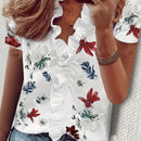 LUNE Blusa Elegante De Verano Para Mujer Con Cuello En V Y Estampado Floral De Encaje