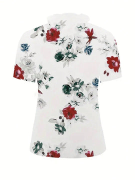 LUNE Blusa Elegante De Verano Para Mujer Con Cuello En V Y Estampado Floral De Encaje