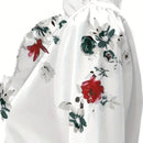 LUNE Blusa Elegante De Verano Para Mujer Con Cuello En V Y Estampado Floral De Encaje