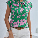 Essnce Camisa de manga corta de moda para mujer con diseno impreso y lazo para el verano