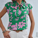 Essnce Camisa de manga corta de moda para mujer con diseno impreso y lazo para el verano